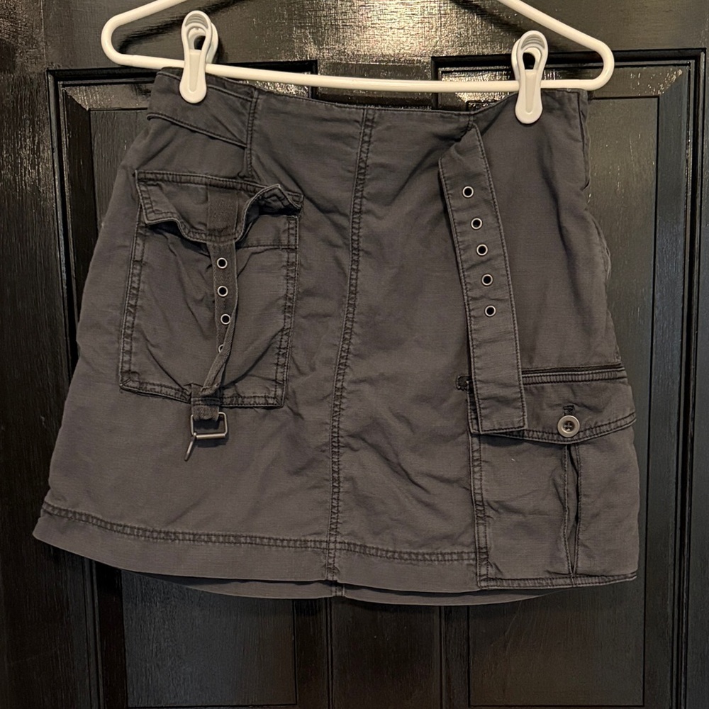 Free People Charcoal Utility Cargo Mini Skirt Size 6